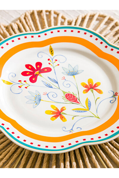 LC Waikiki Flower Patterned Porcelain Cake Plate 21 cm