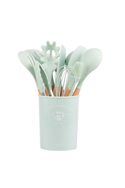 OEM Set Premium 12 Ustensile De Bucatarie Din Silicon BPA Free Pentru Gatit, Maner Ergonomic Lemn, Termo