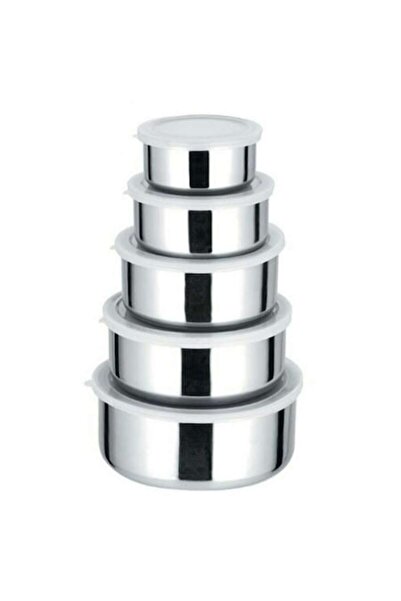 Deliny Set 5 recipiente alimentare Deliny® din oțel inoxidabil cu capace tran...