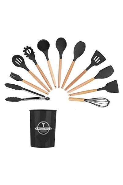 saiconcept Set 12 ustensile de bucătărie din lemn și silicon alimentar, rezis...