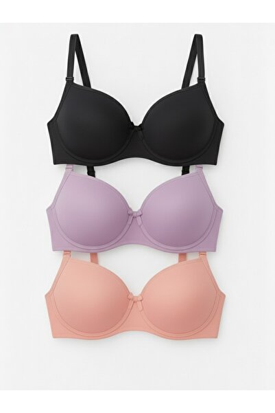 SOFENNA Women's Wire-Free Unpadded Everyday 3-Piece Bra Set