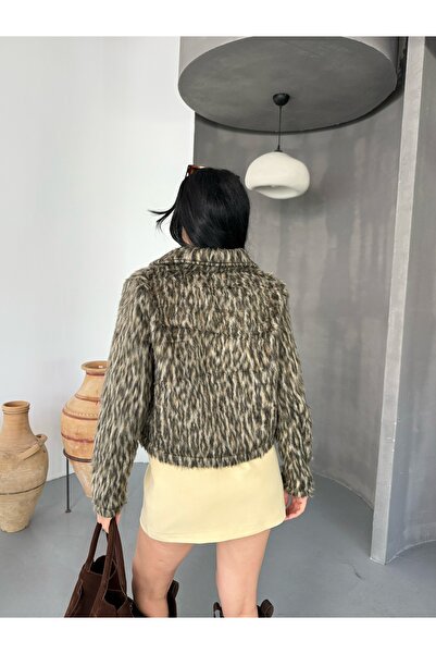 Friday Mood Women's Leopard Print Wool Crop Jacket