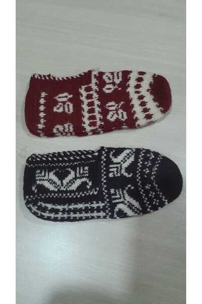 Papatyam 2 Pieces Hand-Knitted Five-Skewer Booties / Handmade Booties / Dowry Booties / Knitted / Home Booties / Handmade Socks