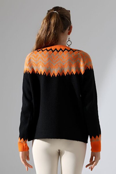 LADY HAZAL Black Crew Neck Soft Textured Patterned Knitwear Hijab Sweater