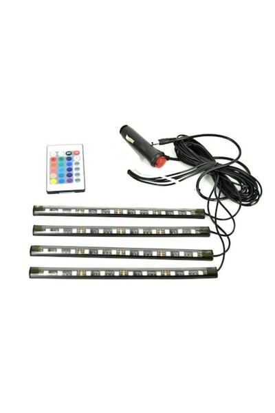 Telemag Kit de iluminare ambientală auto, 4 benzi LED RGB adezive cu telecoma...