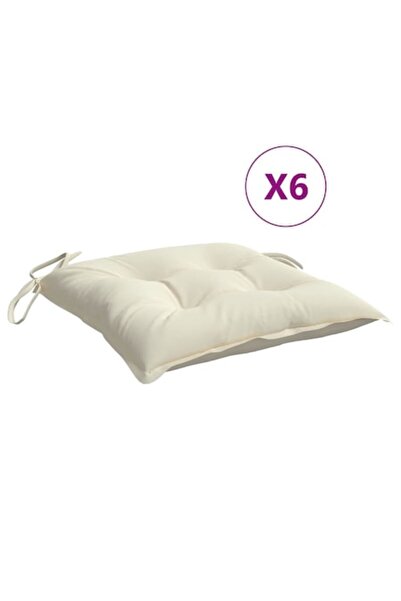 vidaxl Chair Cushions vidaXL, Set of 6, Cream White, 40x40x7 cm, Oxford Textile, 2.25 Kg
