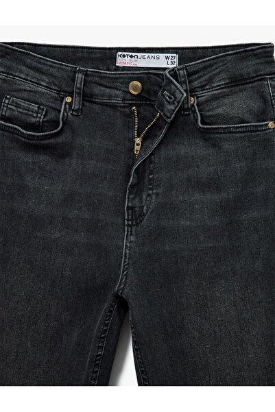 Koton Pantaloni Mom Jean din bumbac, slim fit, cu buzunare cu nasturi - Mom Slim Jean (AW 25)