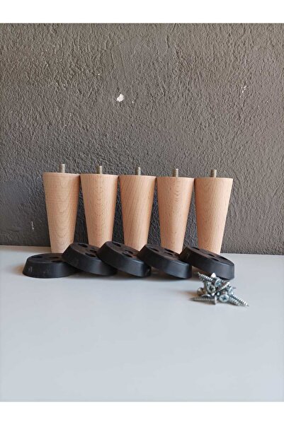 Dijital Bazar 10 CM AHŞAP TORNA AYAK 5Lİ HAM