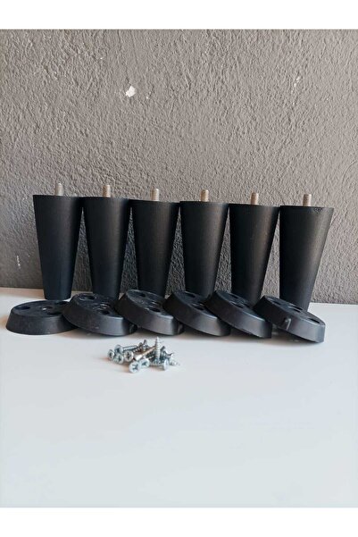 Dijital Bazar 10 CM AHŞAP TORNA AYAK 6 LI SİYAH