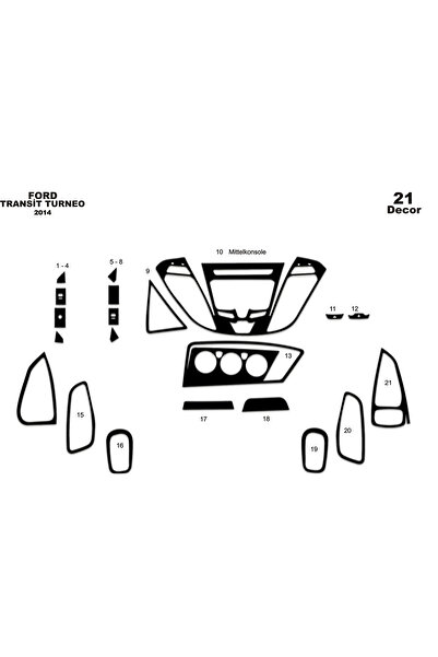 Marscockpitdesign غطاء كونسول تورنيو كونسول-تيربيدو لسيارة فورد 2014 21 قطعة