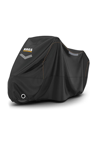 HAEGS Motosiklet Brandası, Motor Kılıfı, Örtüsü Su Geçirmez Motor Brandası (L:220x95x125cm)-Siyah