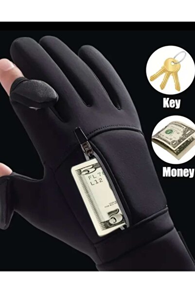 ÇEÇEN HOME İki Parmak Dokunmatik Eldiven-Kalınlaştırılmış Kış Kaymaz Bisiklet Balıkçılık Kayak ve Koşu Eldiveni