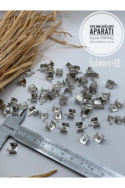 Fiolimore %100 Prinç Malzeme Köseli Sıkma İp Bağlantı Aparatı (10 Adet) 11x9 mm Takı Bileklik Paslanmaz Çelik
