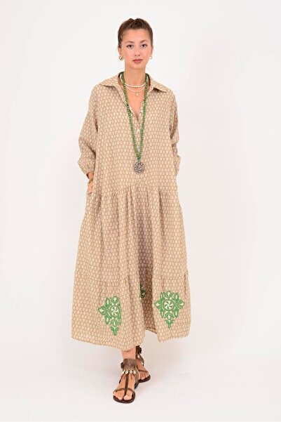 Park Moda AN10522 MARIN EMBROIDERY DETAILED SHIRT DRESS