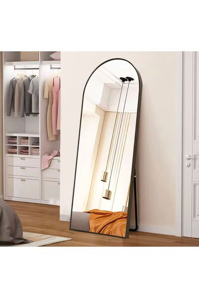 VALUE Black aluminum frame full-length mirror with stand and hanging, 180*80 cm
