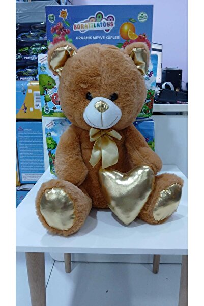Boratila Toys دب بني لطيف من القطيفة بطول 45 سم مع قلب جالس