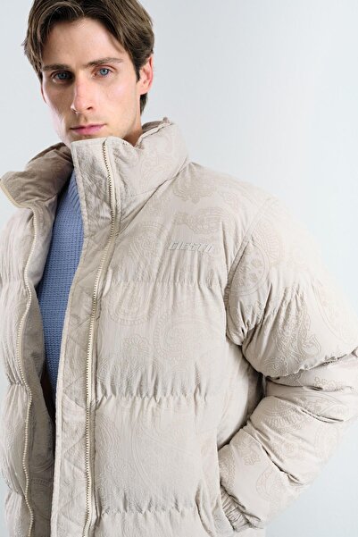 GIESTO Flock Patterned Inflatable Beige Coat