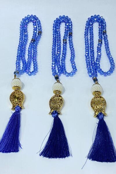 Hayalperest boncuk Baby Blue Gift Tulip Tasseled Crystal Beaded 99 Prayer Prayer Beads (Mevlüt-Circumcision-Hajj-Umrah)