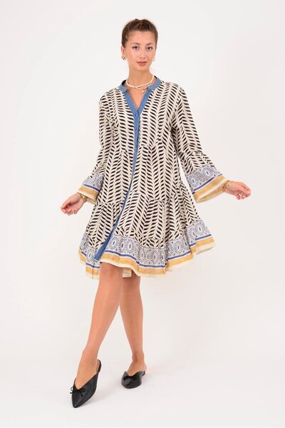 Park Moda An181 Marin Short Dress with Garnish Detail