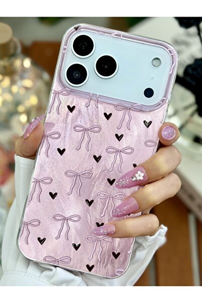 Go Aksesuar iPhone 17 Promax Compatible Shine Bow Color Gradient Shiny Design Silicone Case