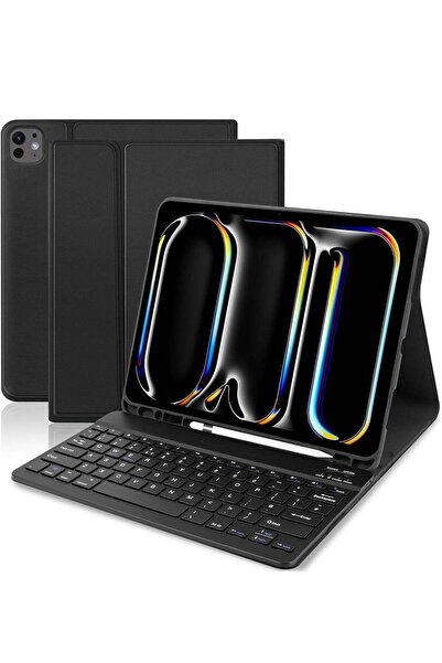 HYX حافظة مع لوحة مفاتيح لجهاز iPad Pro 13 M4 2024 أسود