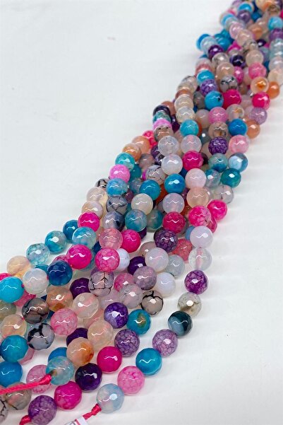 Hayalperest boncuk حجر طبيعي من نوع تشاكرا سيت، قطع متعدد الأوجه 8 مم