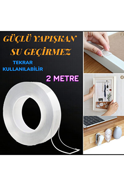 nelerbulurum Çift Taraflı Şeffaf Nano Teknolojili Süper Güçlü Bant Ekstra Güç...