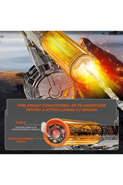 Timebox Electric Water Gun with Light and Silencer, Automatic Shooting up to 10m, 300 Jets, 2 Fire Modes, 4