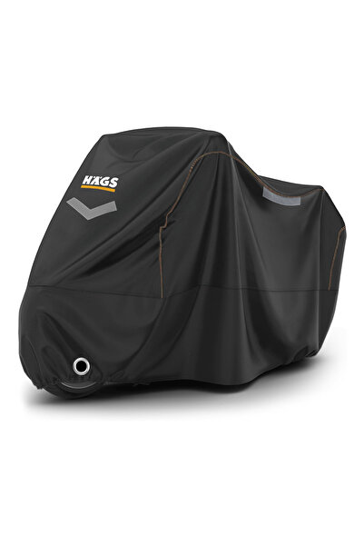 HAEGS Motosiklet Brandası, Motor Kılıfı, Örtüsü Dış Mekan Kışa Dayanıklı (XL:245x95x125 cm) - Siyah