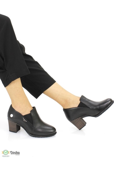 Mammamia Kadın Kışlık Klasık Kalın Topuklu Ortopedik Hakiki Deri Ayakkabı M26...