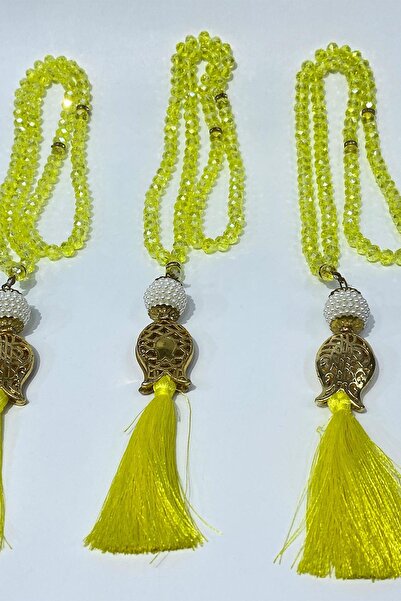 Hayalperest boncuk Жълт подарък Laleli Tassel Crystal Beaded 99 Bead Prayer B...