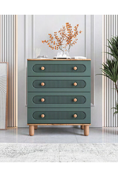 miracool Milen 4 Çekmeceli Şifonyer / %100 MDF / Ücretsiz Kurulum - Teslimat / Haki