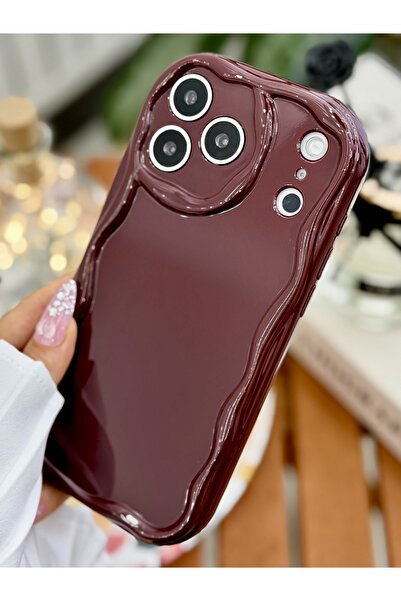 Go Aksesuar Iphone 17 Promax Uyumlu Darbe Önleyici DALGALI BORDO ANTİŞOK Sili...