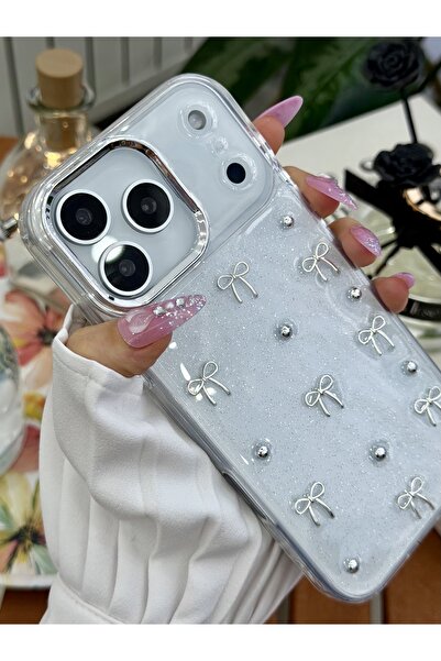 Go Aksesuar iPhone 17 Promax Compatible Mini Bow Toy Designed Silicone Case