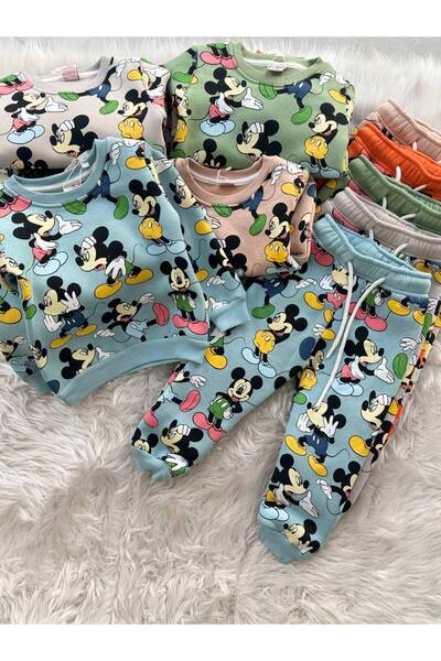Ciciboom Çocuk Mickey Mouse Desenli Krem Rengi Eşofman Takımı – Rahat ve Sevimli Tasarım”