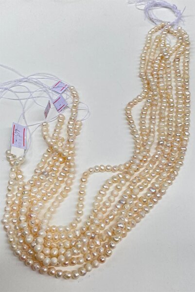 Hayalperest boncuk Ecru Pearl Natural Stone Irregular Cut Strand 6-8 mm