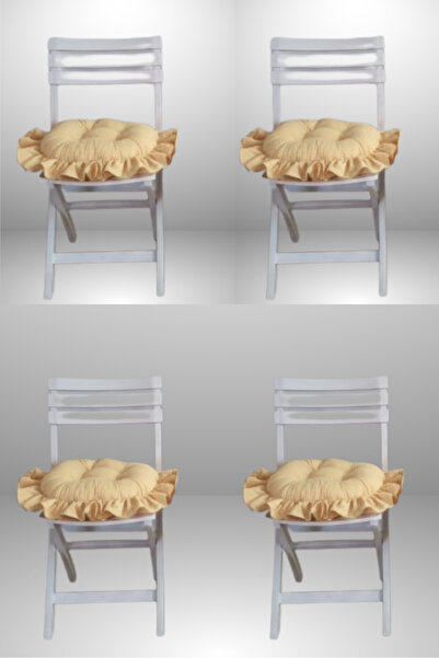 MİNDERHAN SAÇAKLI FIRFIRLI OVAL SANDALYE MİNDERİ 40X40 CM ( 4 ADET )