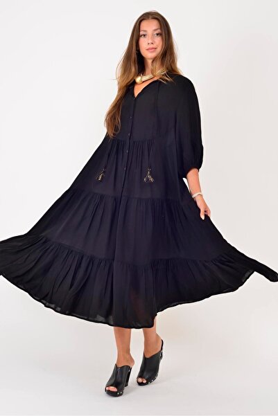 Park Moda AN10728 CLEMENT ΦΟΡΕΜΑ ΜΕ ΣΤΡΟΓΓΥΛΟ ΣΤΡΟΓΓΥΛΟ ΣΤΡΟΓΓΥΛΟ ΦΟΡΕΜΑ ΜΕ ΜΑΝΙΚΙΑ ΚΑΙ ΛΕΠΤΟΜΕΡΗ ΣΤΟΥΡΦΟΥΡΙΑ
