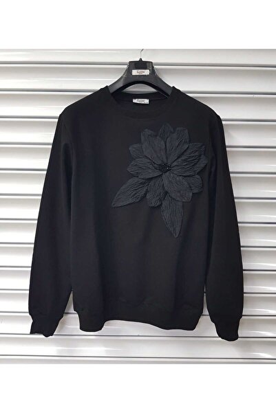 Esina Women's Two Thread Sweatshirt with Floral Detail