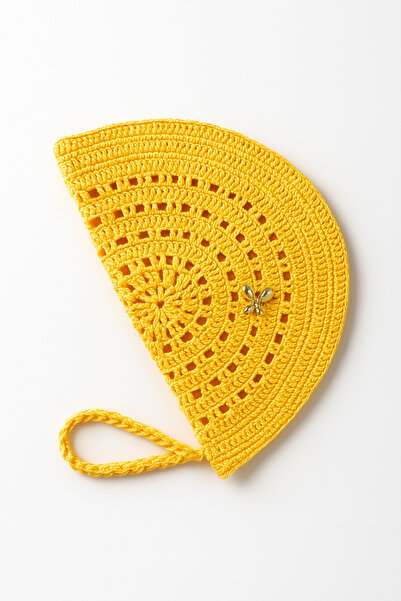 MomStyle El Emeği Tığ İşi Sarı Yazlık Çanta – Örgü Clutch Modeli
