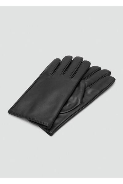 MANGO Man Dikiş detaylı %100 deri eldiven