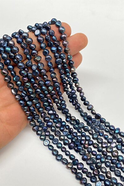 Hayalperest boncuk Dark Blue Pearl Natural Stone Irregular Cut Strand 6-8 mm