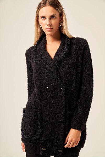 FTZ WOMEN Kadın Saçak Detaylı Hırka Siyah 20781