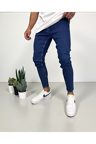 dehaine Men's Slim Fit jeans, navy blue, plain, 8861