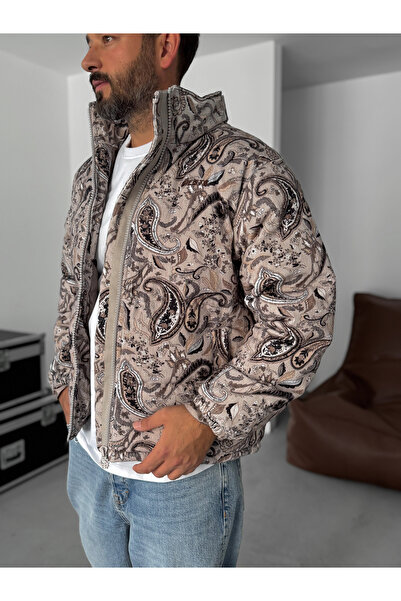 BYBASICMAN Palton din catifea cu model bej G-5776/1