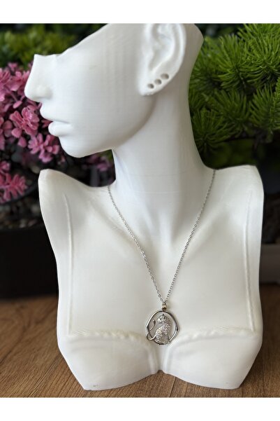 B & S Zirkon Taşlı Panter Figürlü Çelik Kolye