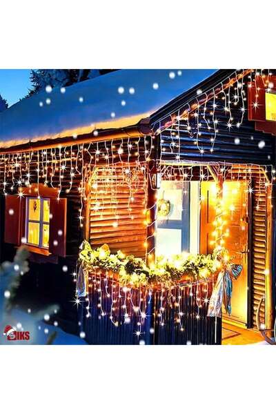 OEM Christmas Curtain Lights , 15 m, 8 Lighting Modes, Fringe, Interior/Exterior, White Wire, Connec