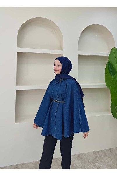 lurex moda Denim Poncho