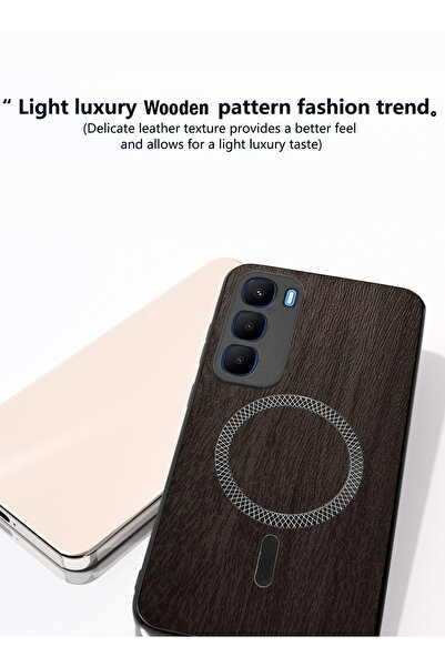 Wtech Infinix Hot 60 5G 2025 Wood Texture Strong Plus Shell Shockproof Magsafe Hard PC Rear Case Cover