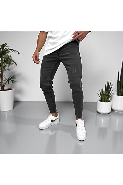 dehaine Blugi barbati slim fit, negru, model cu zgarieturi, 923